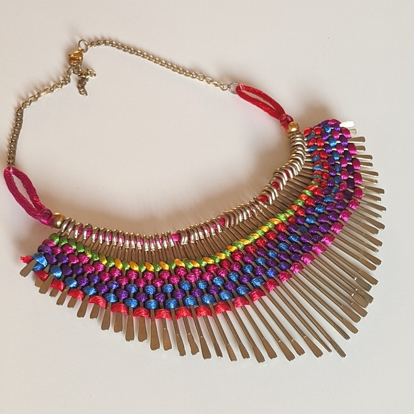 Asian Ethnic Hand-braided Colorful Statement Choker Necklace For Women And Girls - Picture 8 of 8